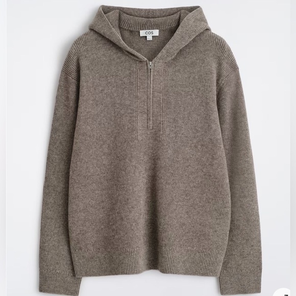 COS Other - COS Knitted Merino-Yak Zip Up Hoodie in Beige Melange Size XL. NWT